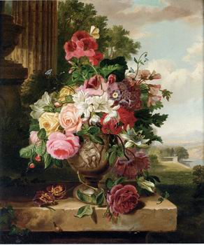 Floral, beautiful classical still life of flowers.137